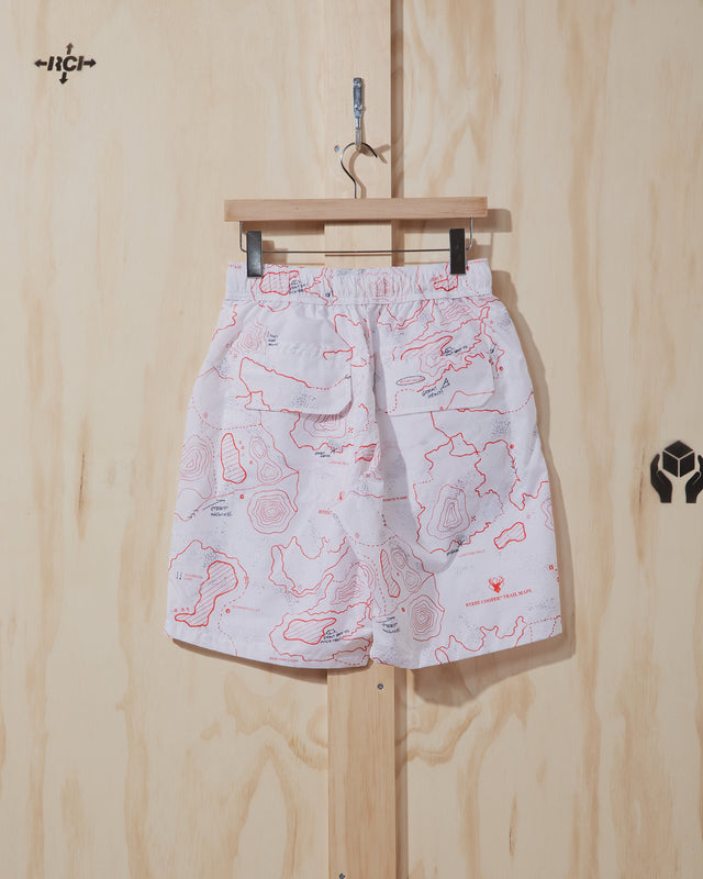 SS22 Nylon Cargo Short in White Trail Map Camo