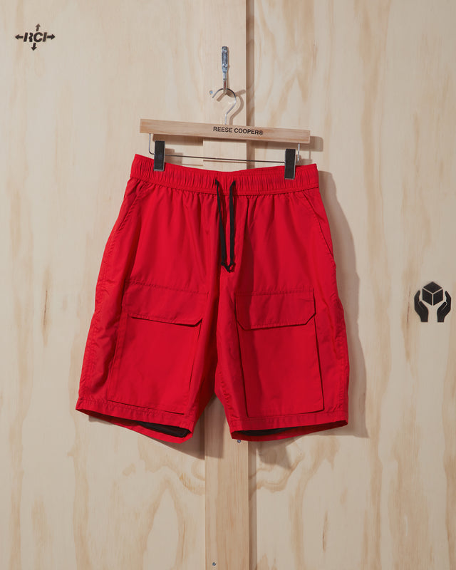 SS22 Nylon Cargo Short in Red