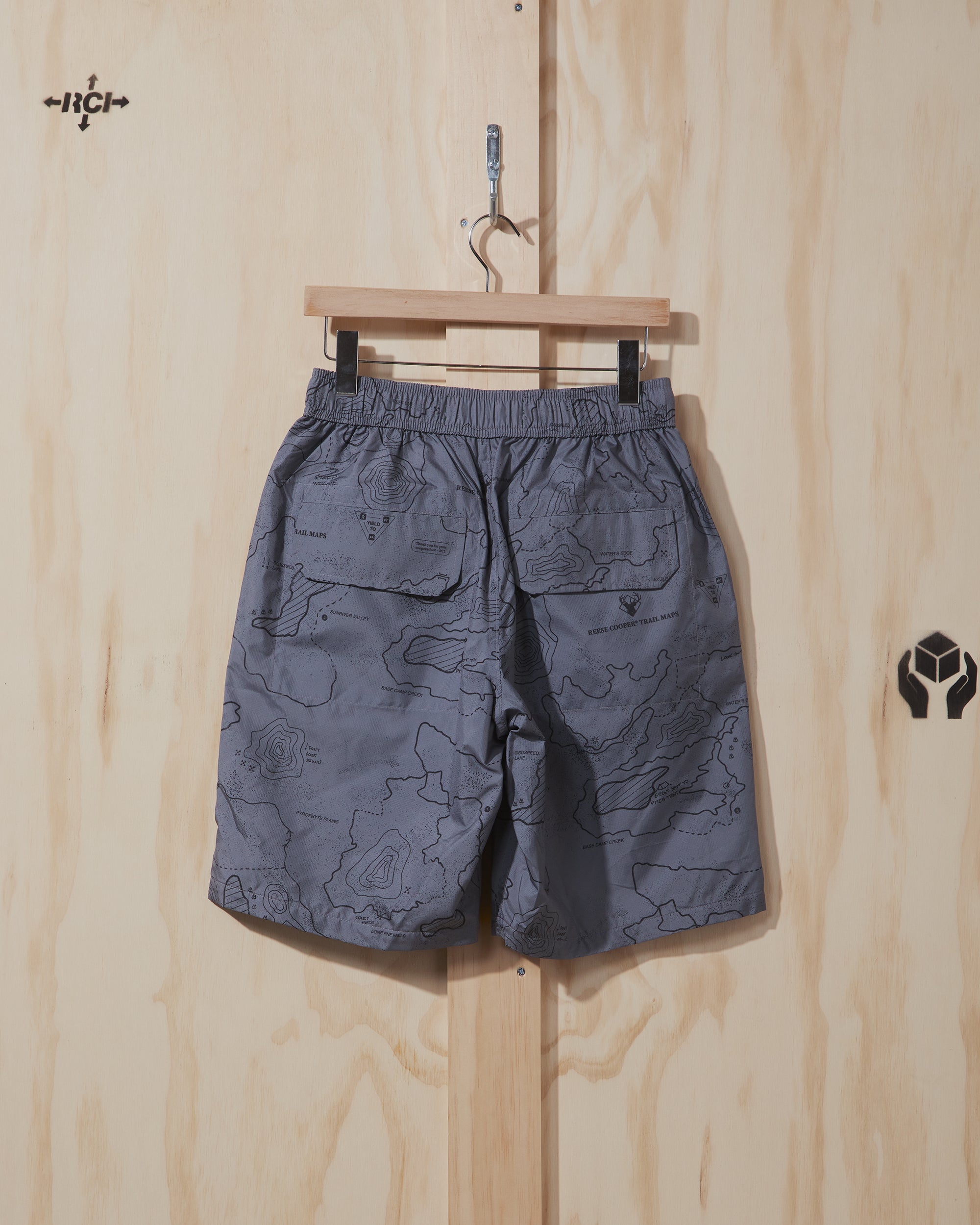 SS22 Nylon Cargo Short in Grey Trail Map Camo