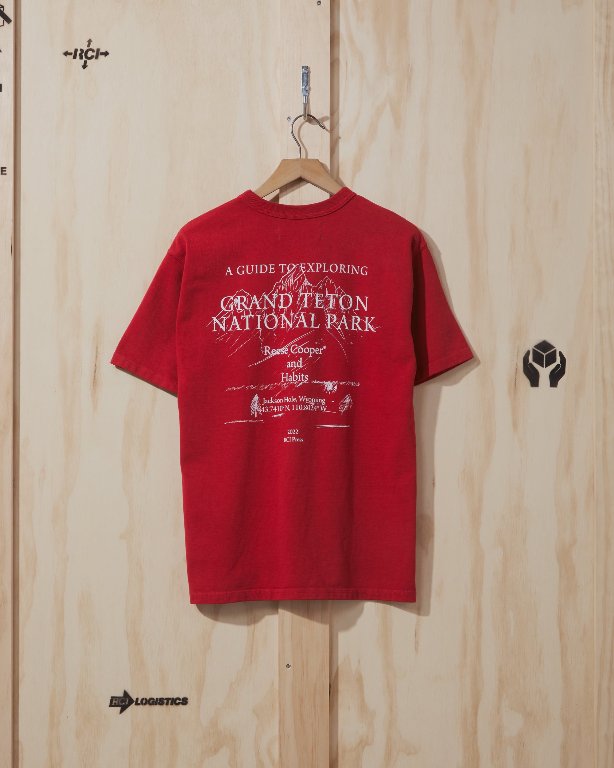 Habits Collab Teton T-Shirt in Red