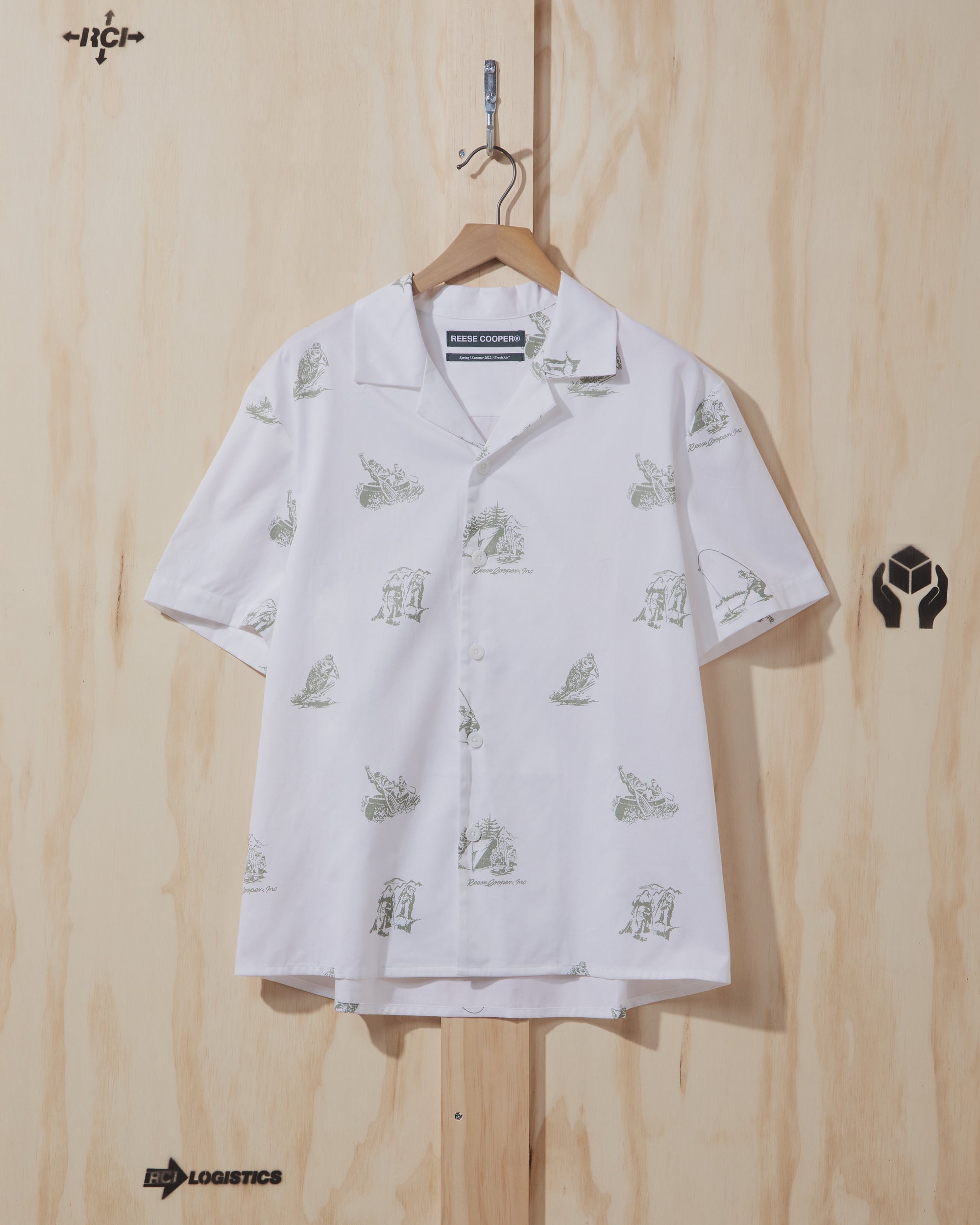 SS22 Illustration Cotton Button Down Shirt in White