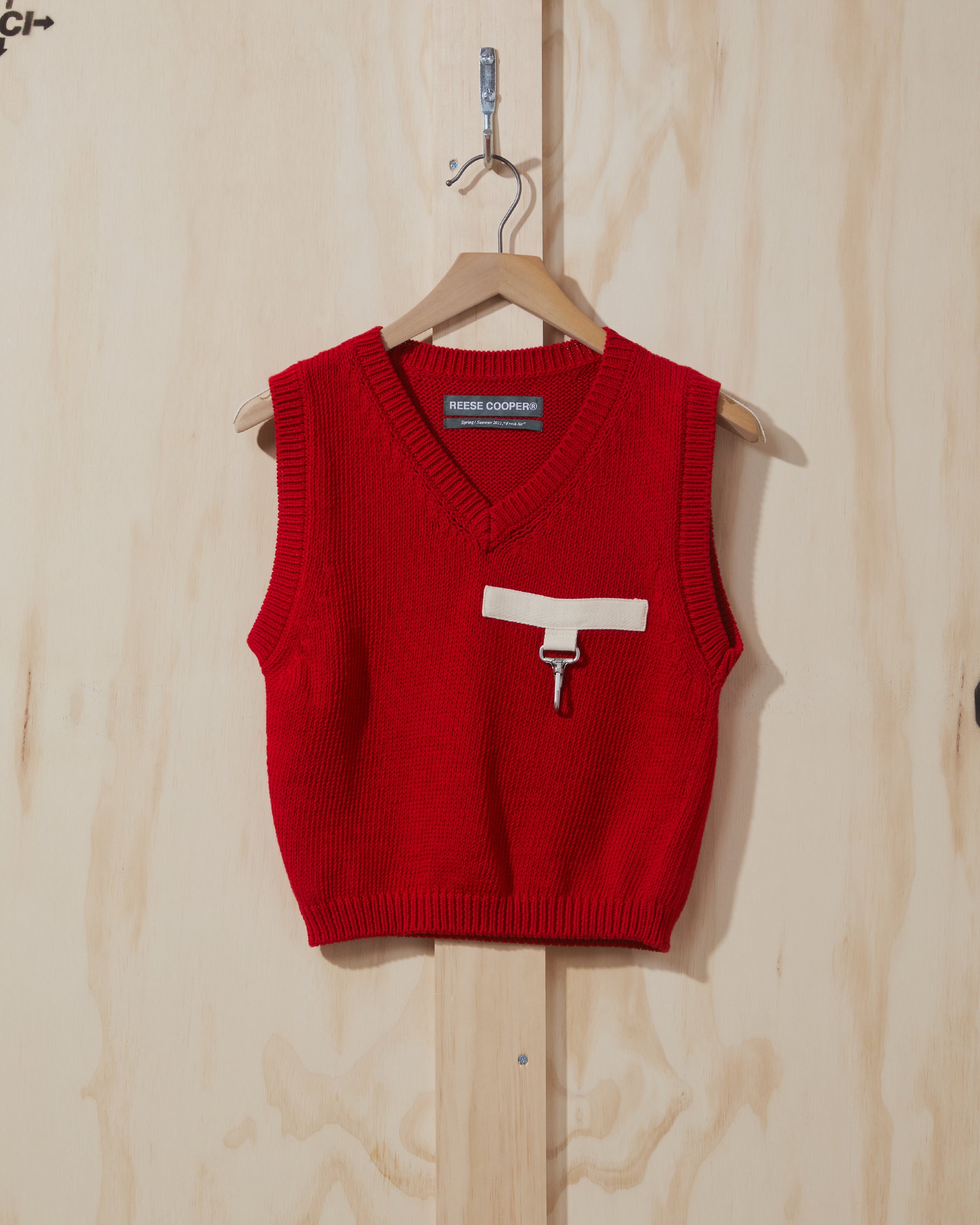 SS22 Womens Knit Sweater Vest in Red