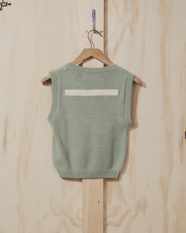 SS22 Womens Knit Sweater Vest in Green