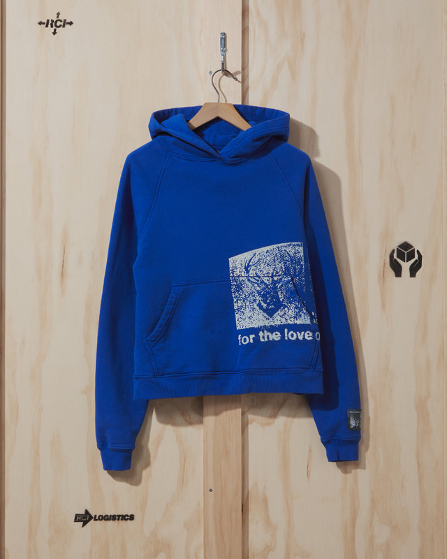 AW21 Stamp Print Hooded Sweatshirt in Blue