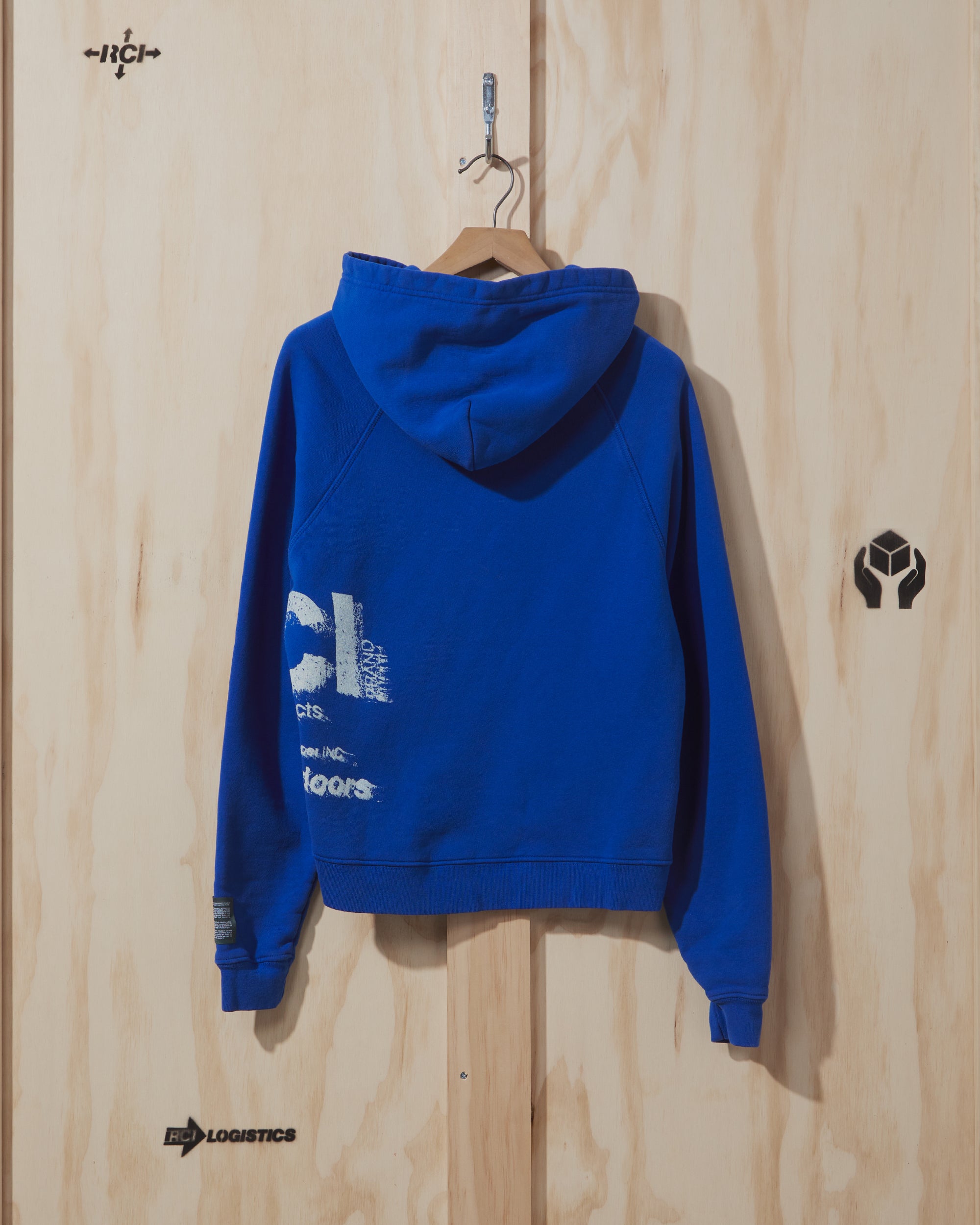 AW21 Stamp Print Hooded Sweatshirt in Blue