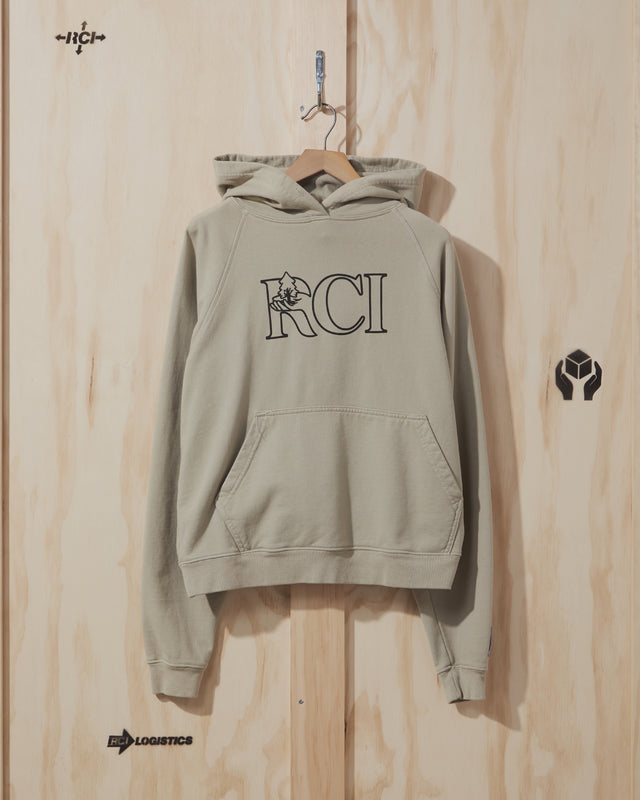 SS23 Vine Print Hooded Sweatshirt in Khaki