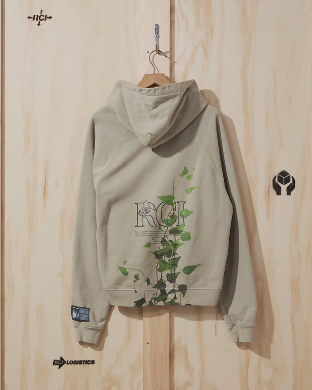 SS23 Vine Print Hooded Sweatshirt in Khaki