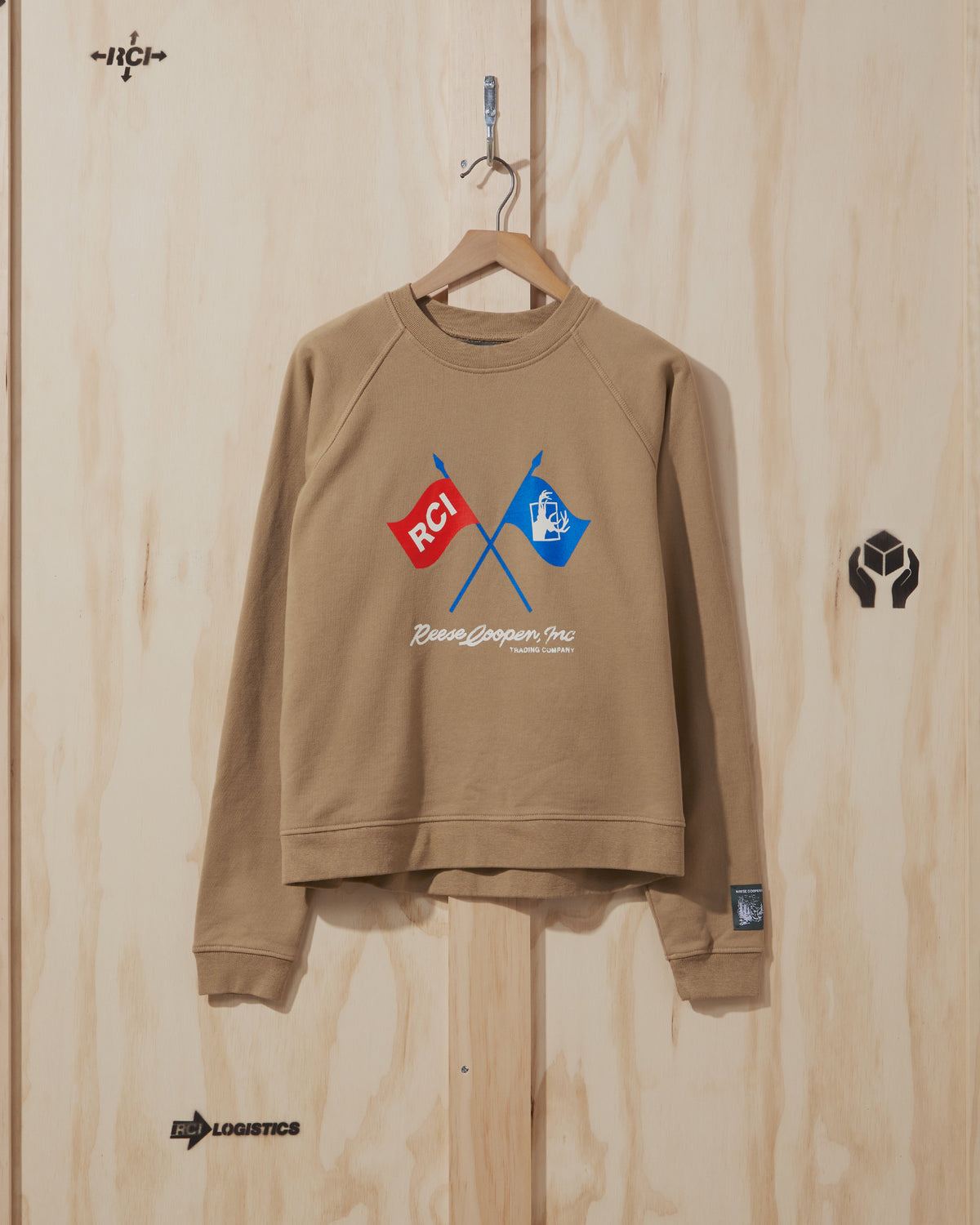 SS22 Flags Crewneck Sweatshirt in Khaki