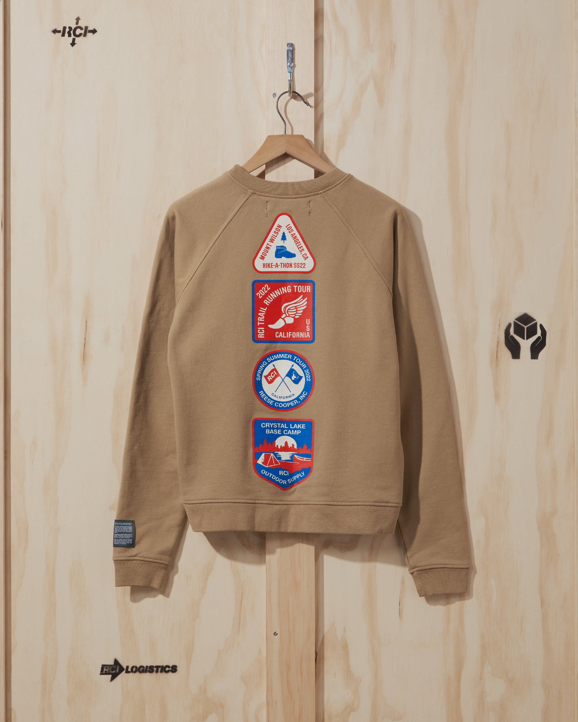 SS22 Flags Crewneck Sweatshirt in Khaki