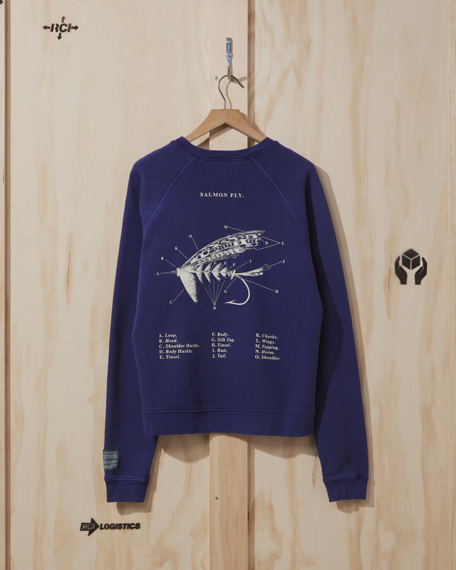 SS21 Salmon Fly Crewneck Sweatshirt in Blue