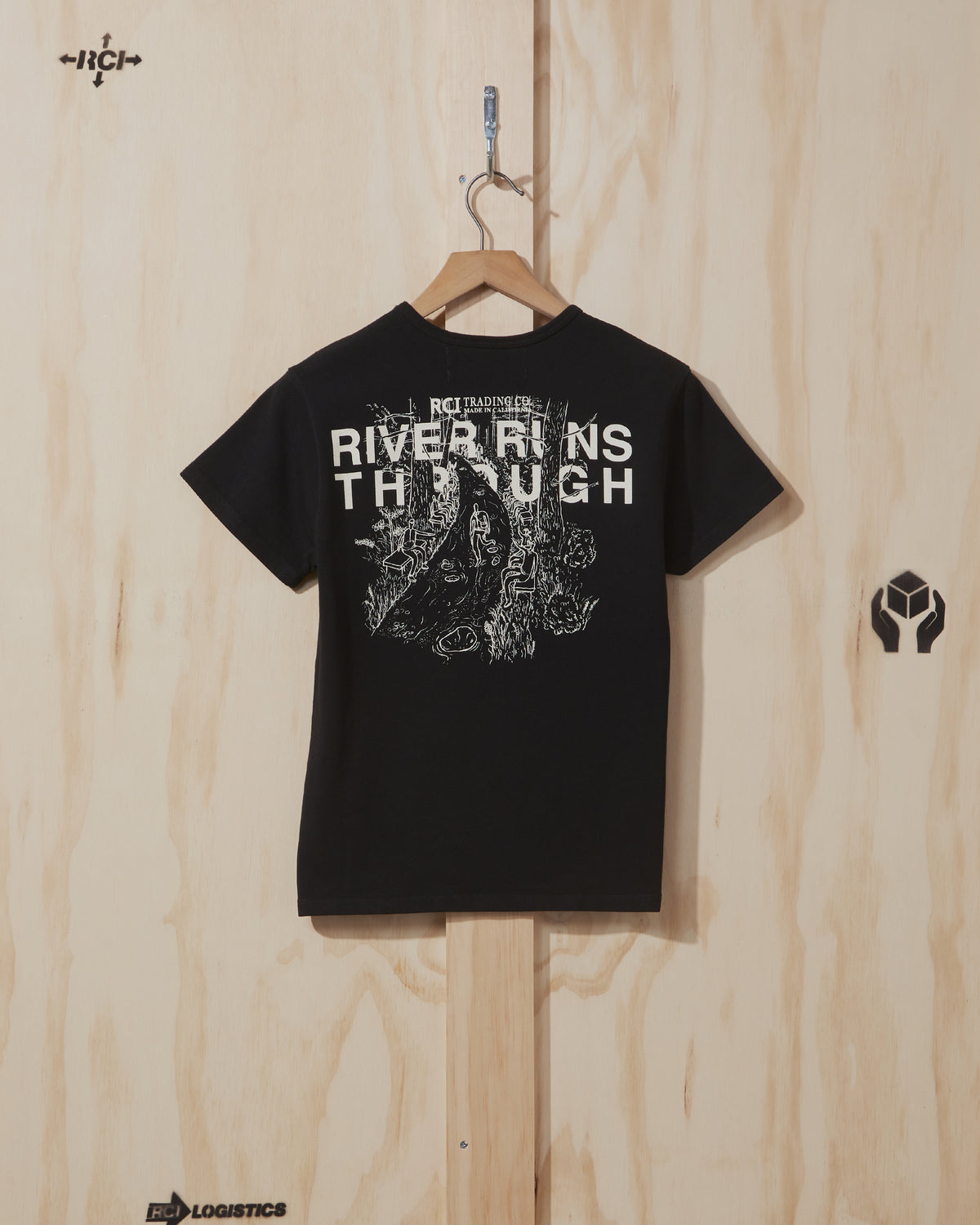 SS21 Womens River Runs Through Illustration T-Shirt in Black