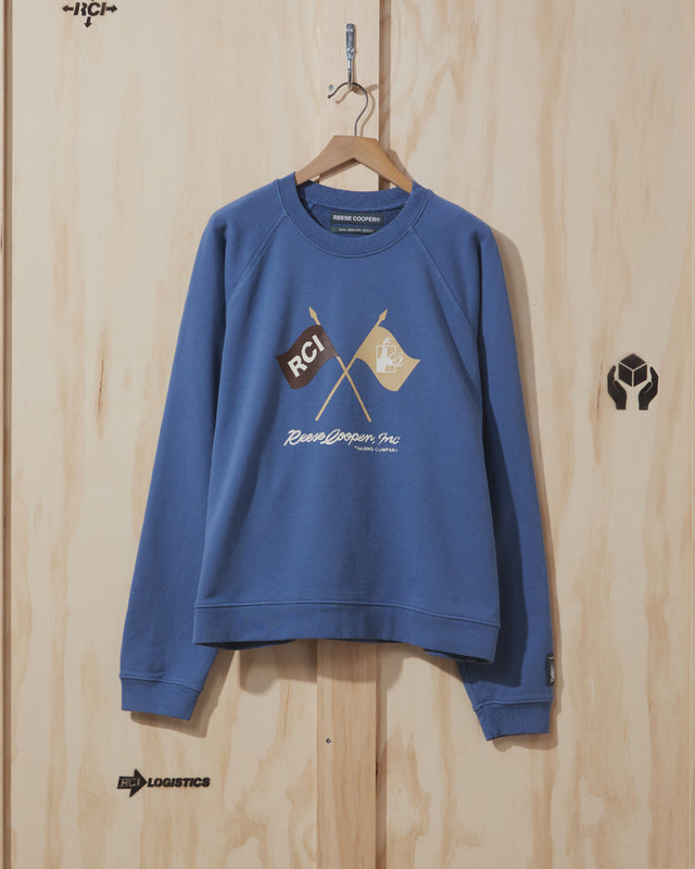 SS22 Flags Crewneck Sweatshirt in Slate Blue