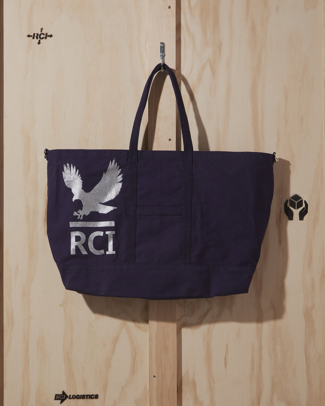 Eagle Print Canvas Tote Bag in Navy