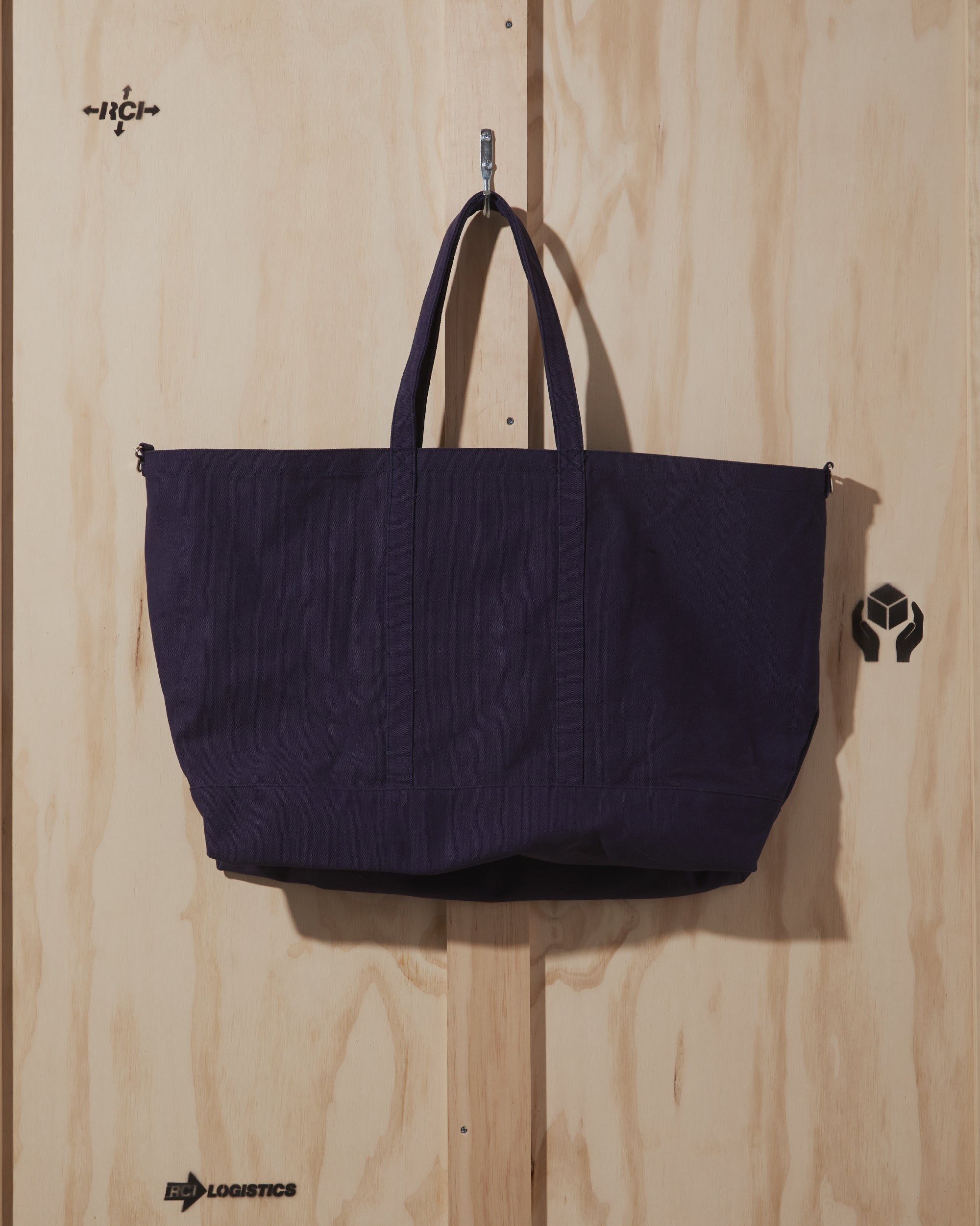 Eagle Print Canvas Tote Bag in Navy