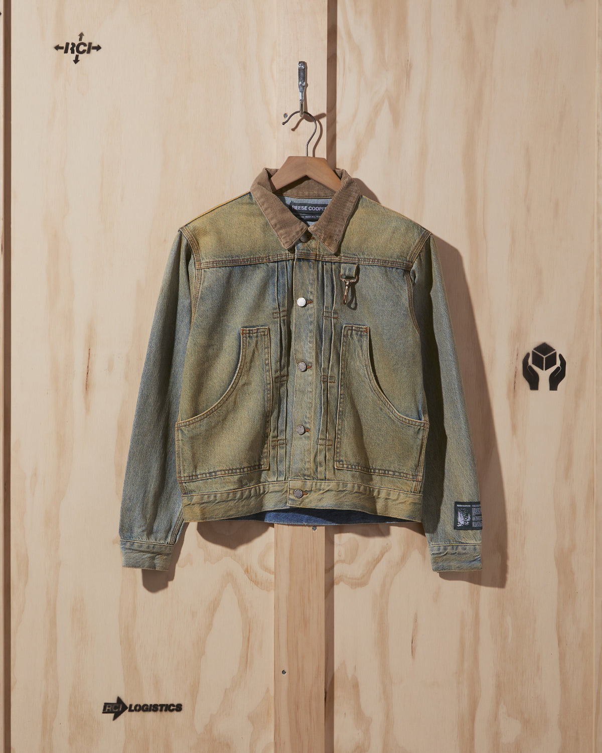 AW21 Washed Denim Jacket with Corduroy Collar