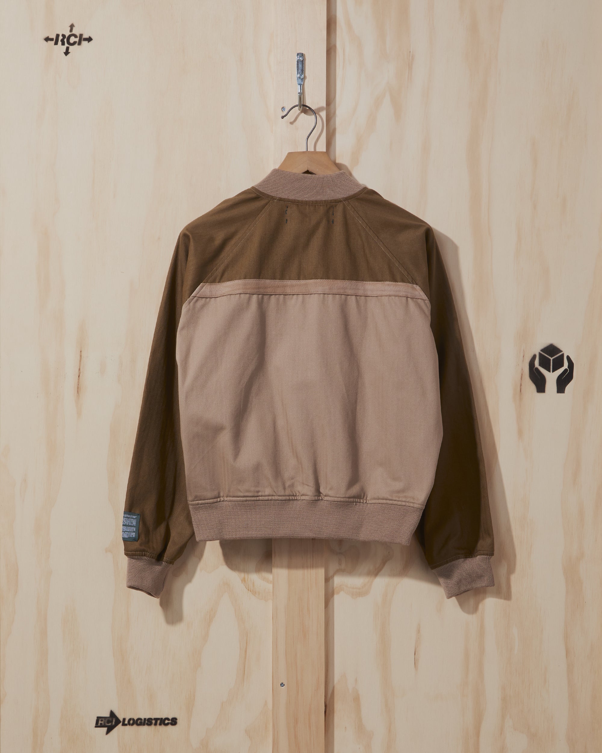 SS22 Cotton Herringbone Bomber Jacket in Khaki