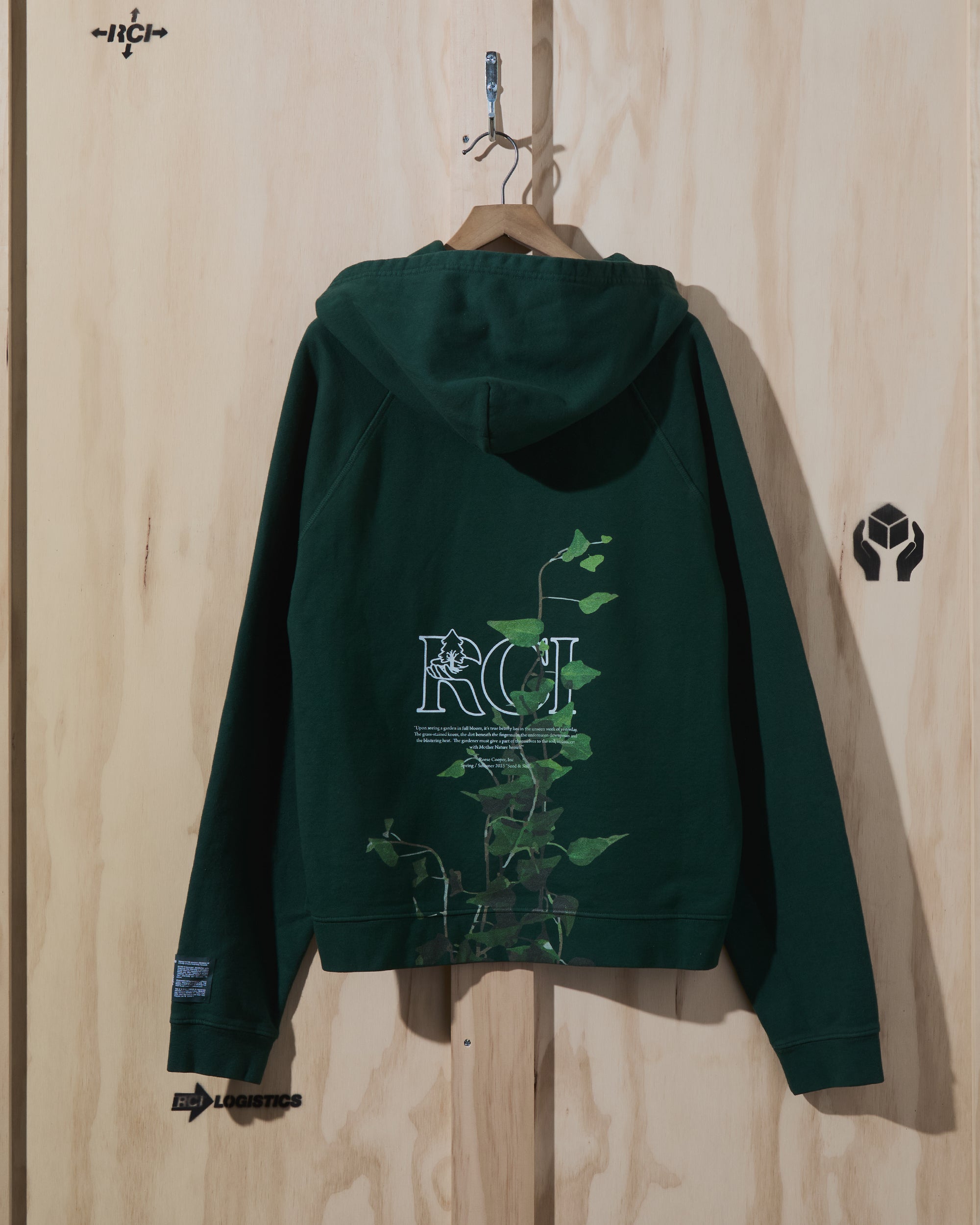 SS23 Vine Print Hooded Sweatshirt in Forest