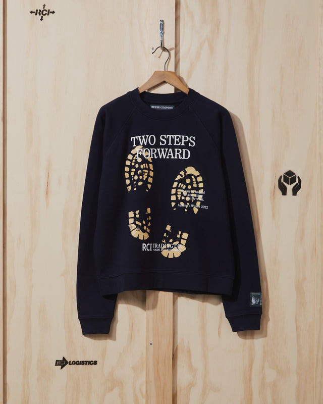 AW22 Two Steps Forward Crewneck Sweatshirt in Navy