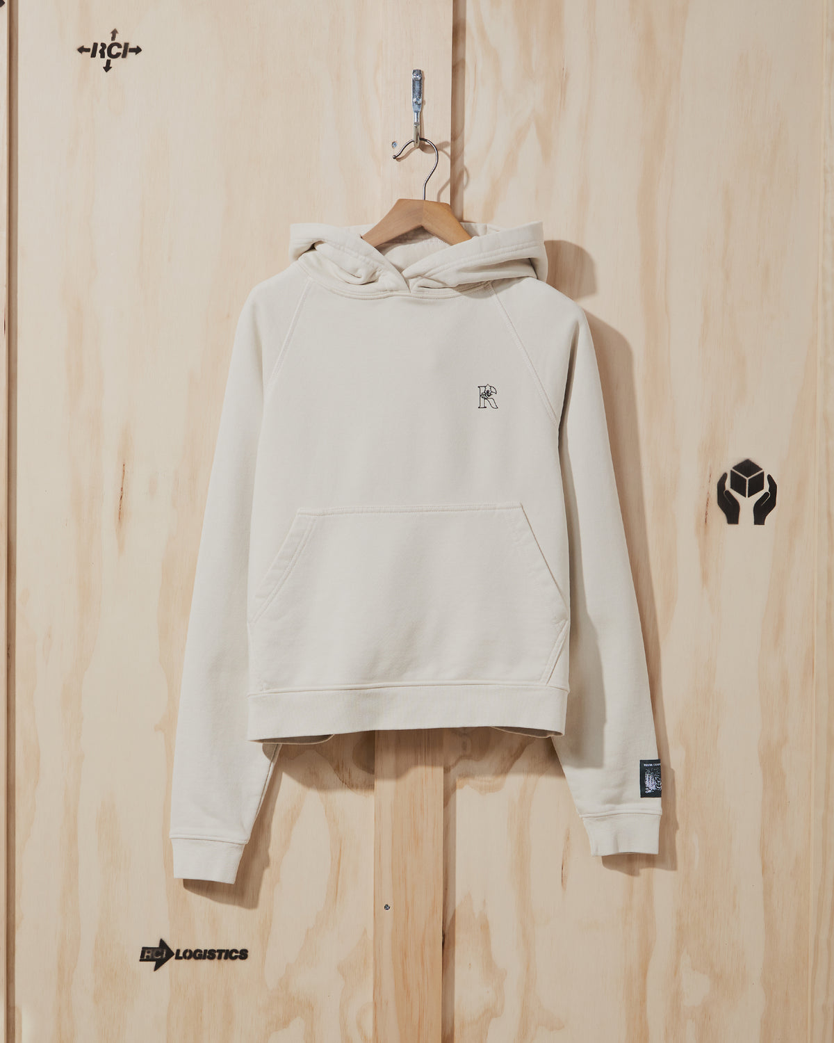 AW22 Mini R Logo Hooded Sweatshirt in Vintage White