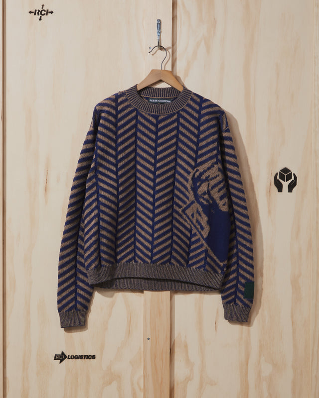 AW22 Herringbone Knit Sweater in Navy