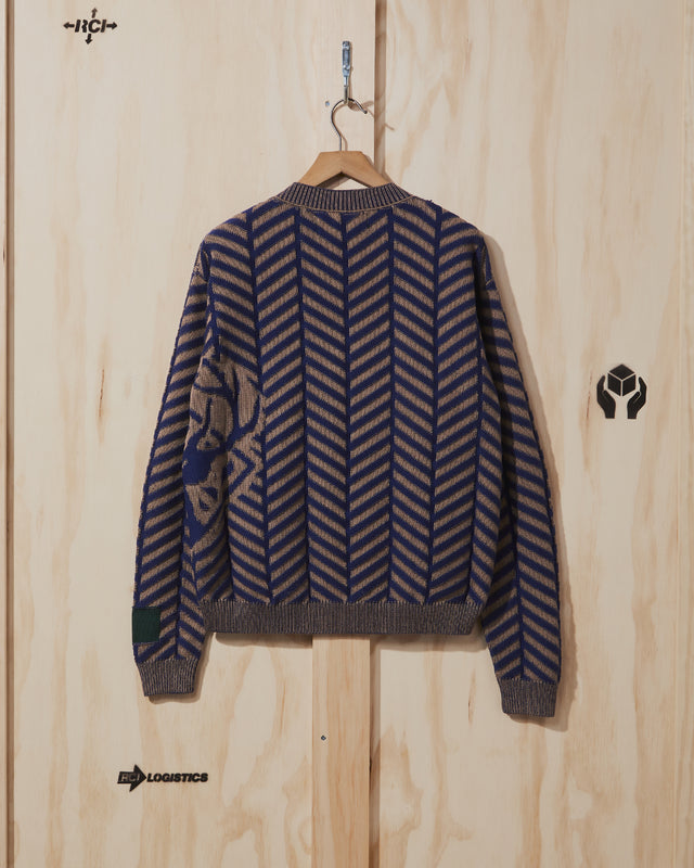 AW22 Herringbone Knit Sweater in Navy