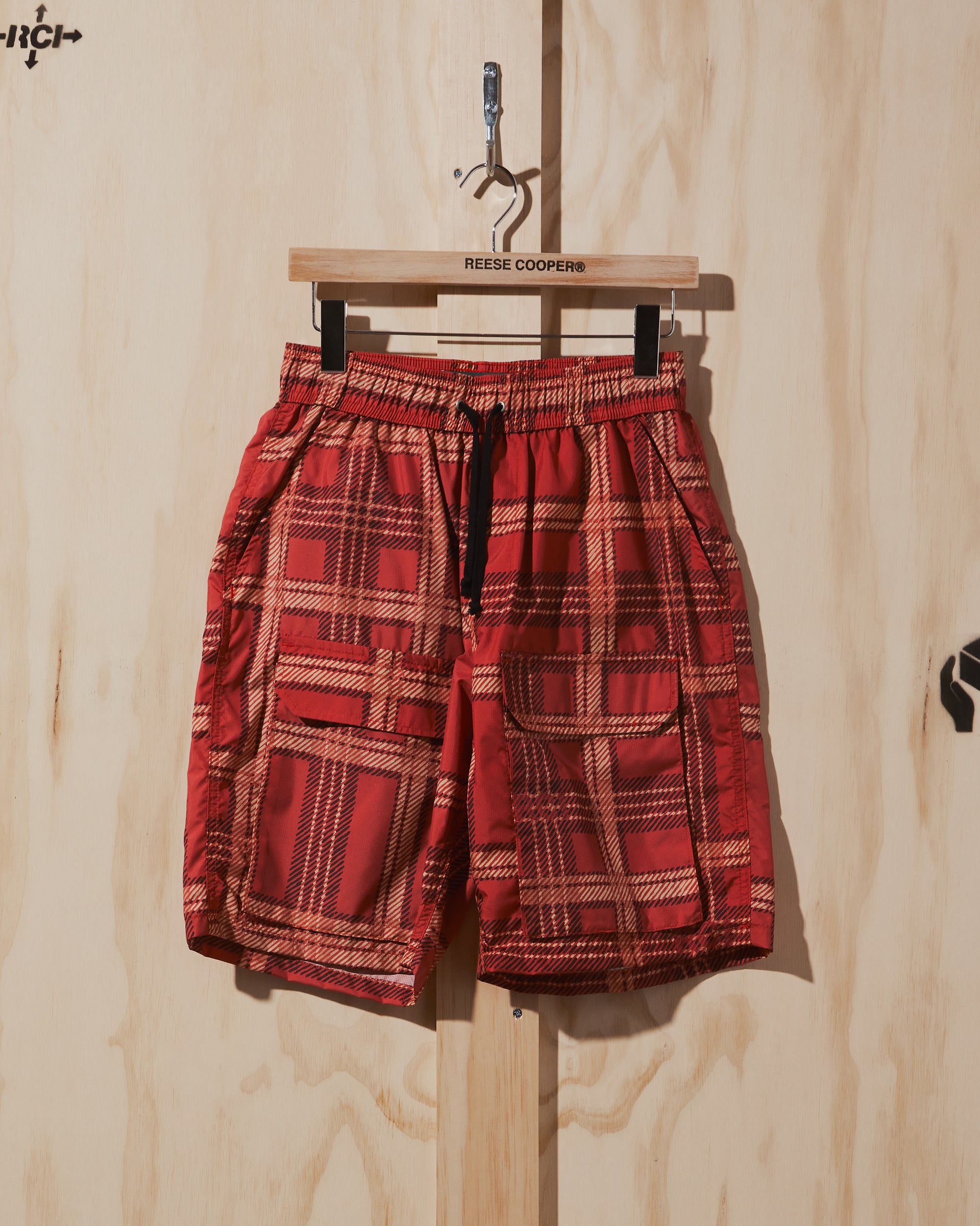 AW22 Ripstop Shorts in Red Plaid