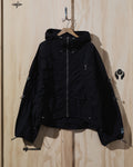 SS23 Cinched Nylon Hooded Jacket in Black