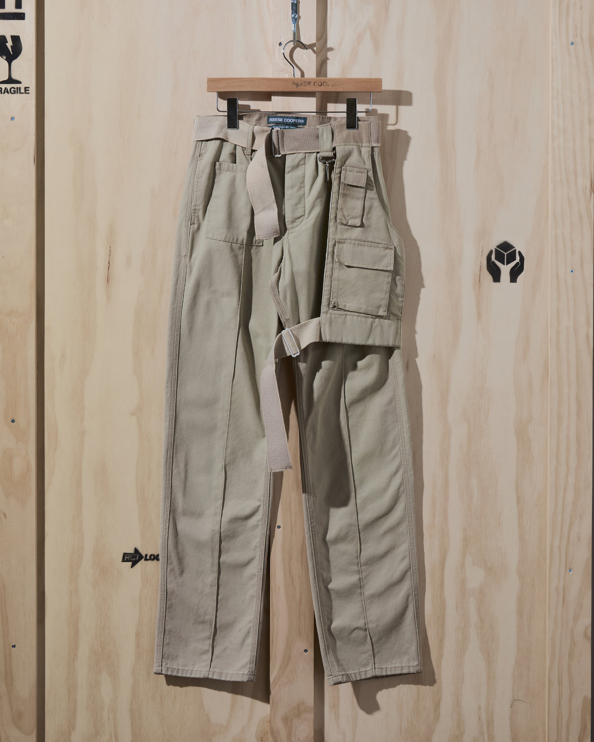 SS23 Sunfaded Cotton Trouser with Removable Attachment in Khaki