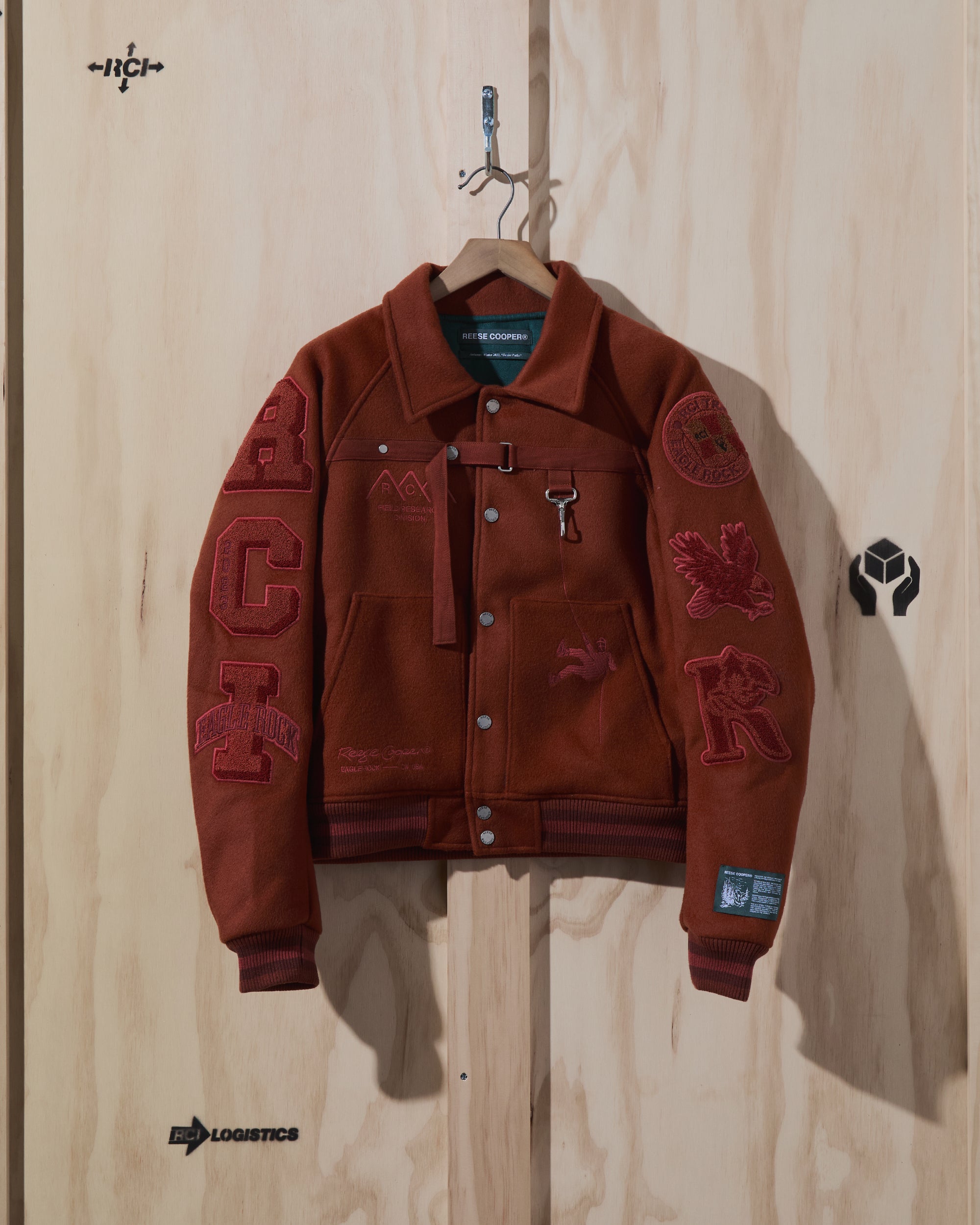 AW23 Research Division Wool Varsity Jacket in Burnt Orange