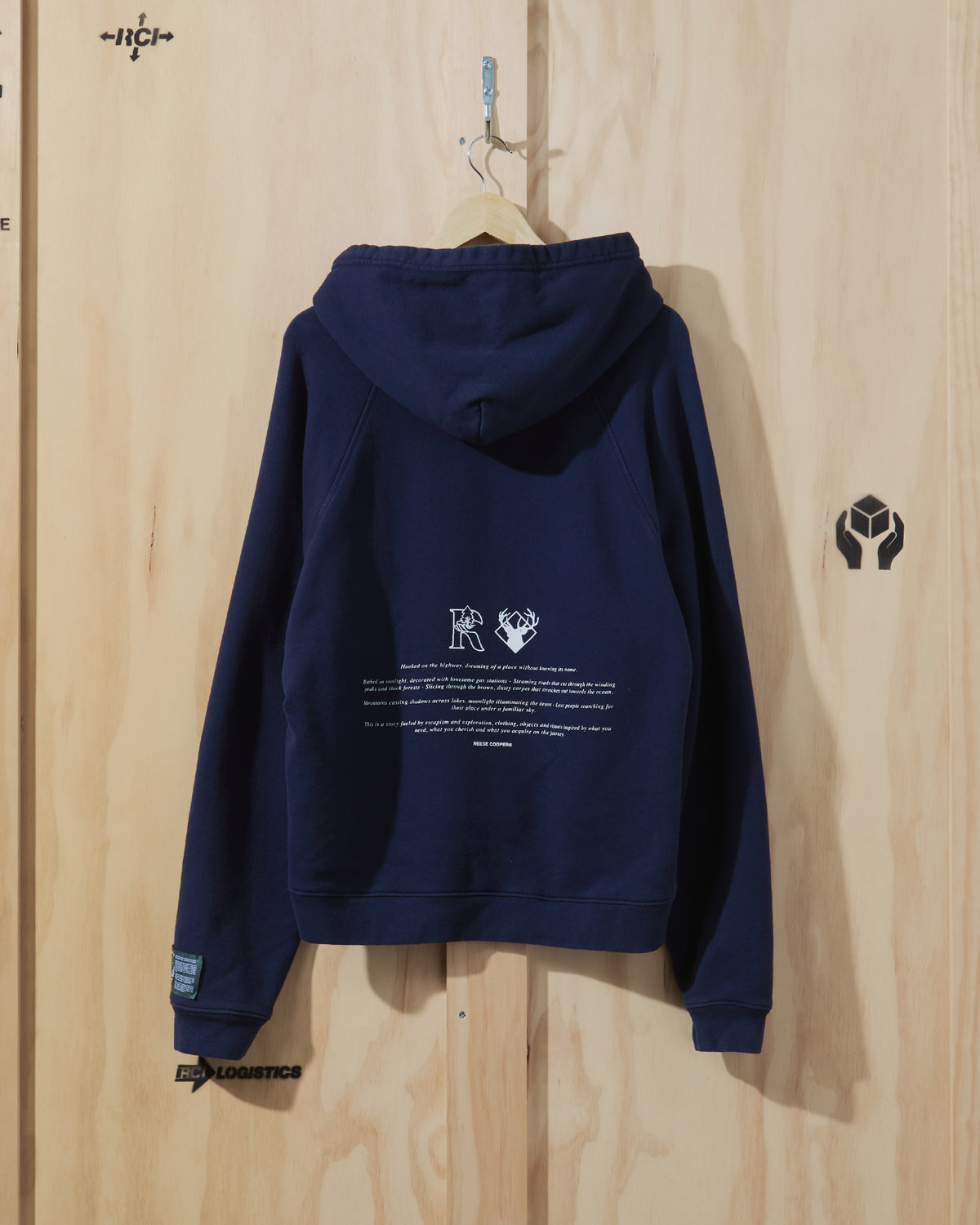 AW22 Tree Script Hooded Sweatshirt in Navy Blue