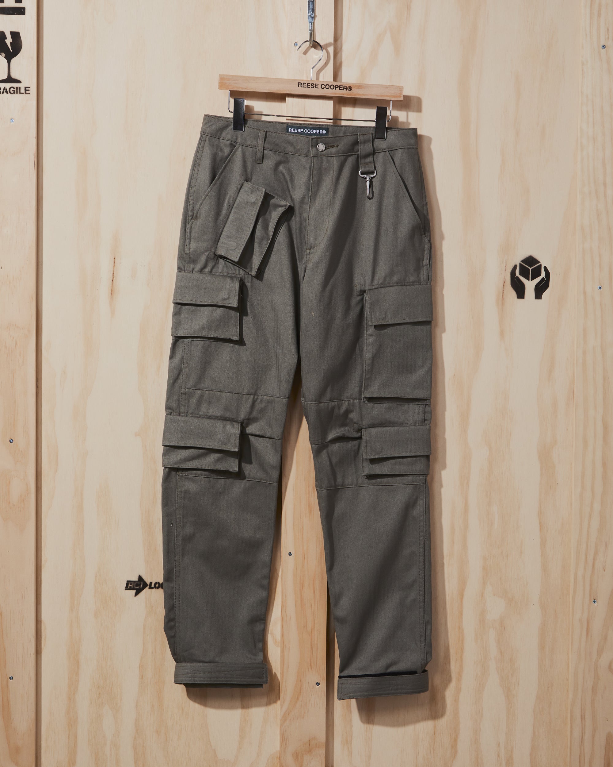 SS22 Herringbone Cargo Pant in Sage