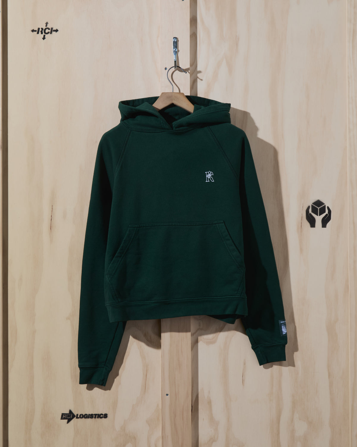 AW22 Mini R Logo Hooded Sweatshirt in Forest