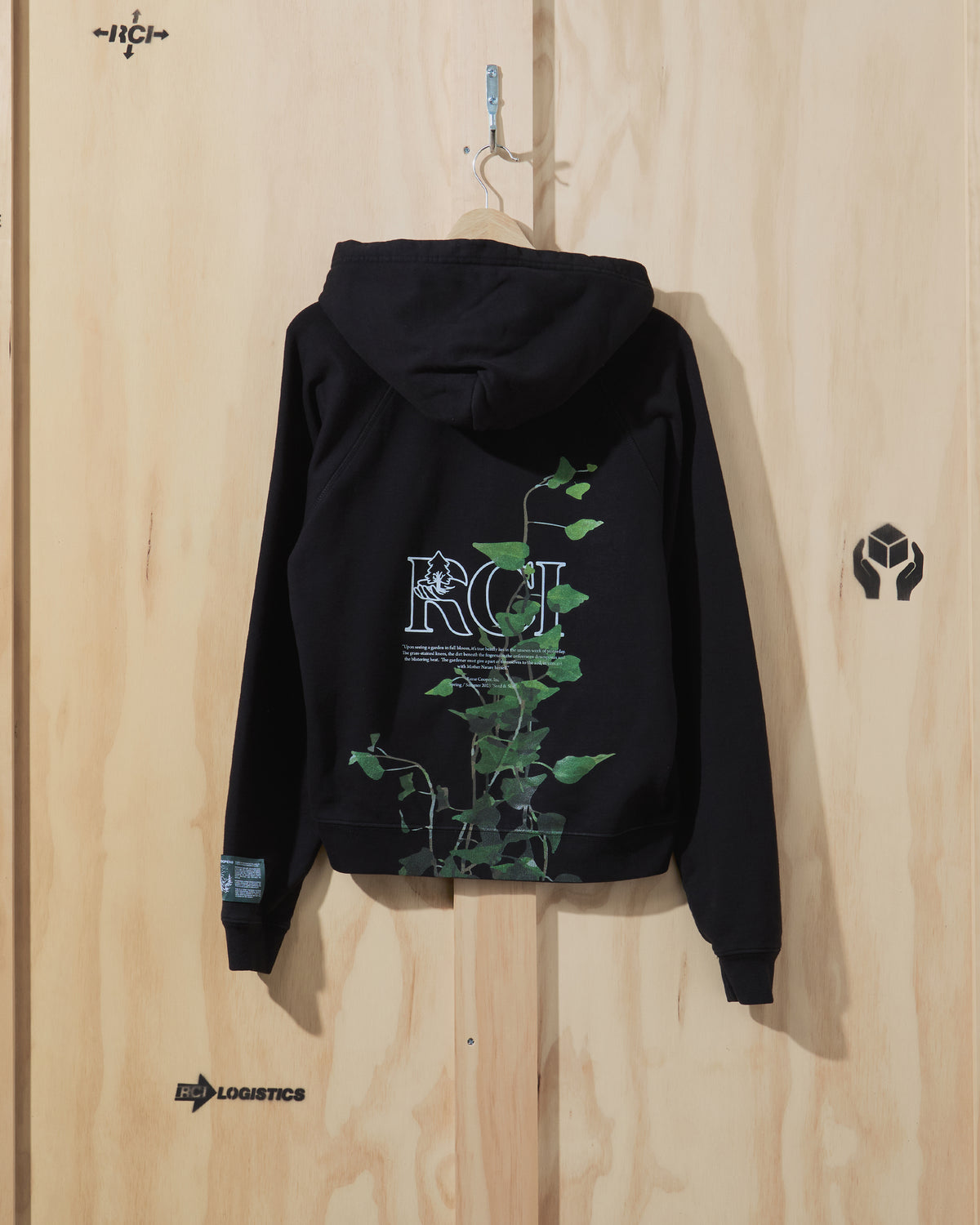 SS23 Vine Print Hooded Sweatshirt in Black