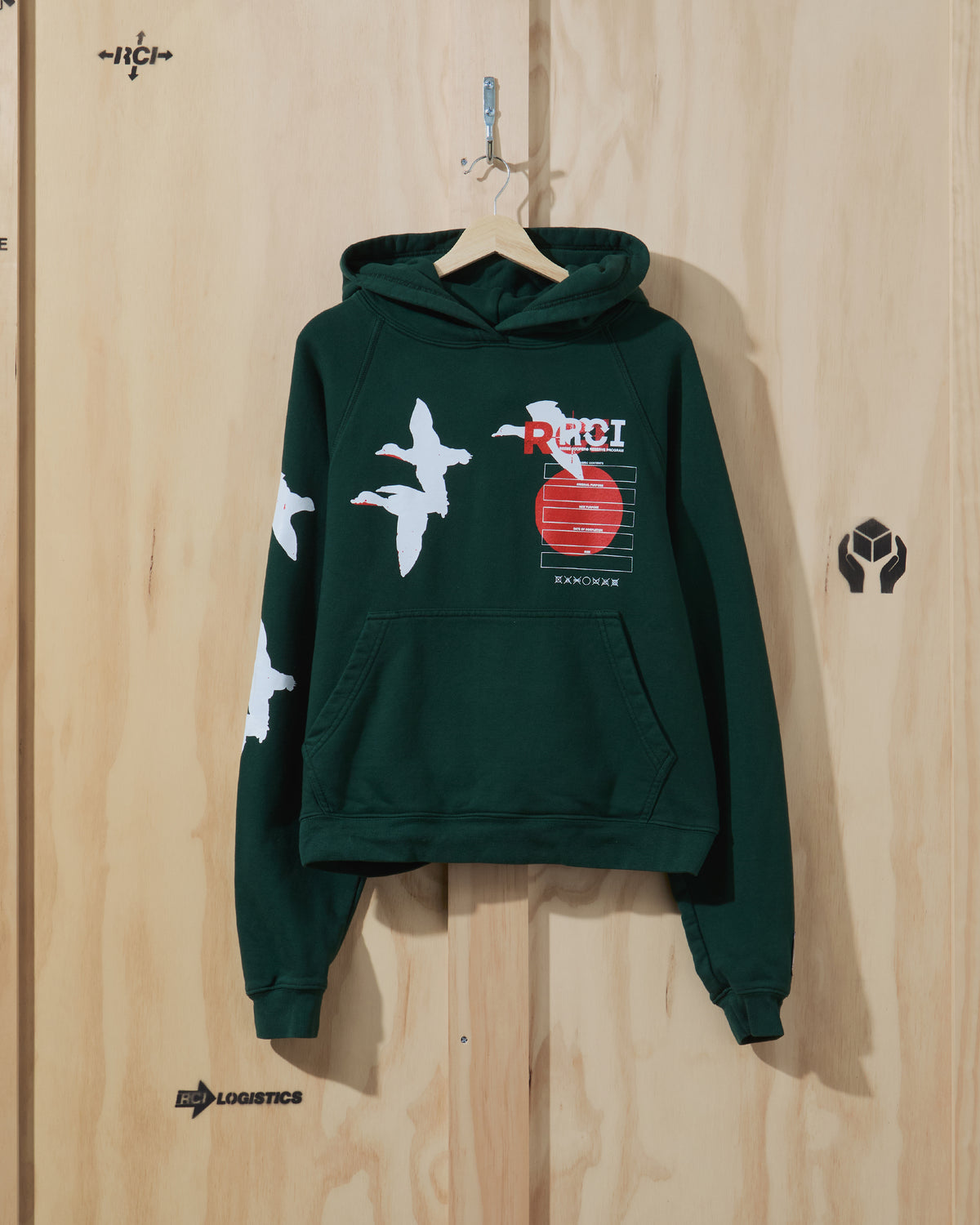 RCI Reserve Screen Printed Hooded Sweatshirt in Forest