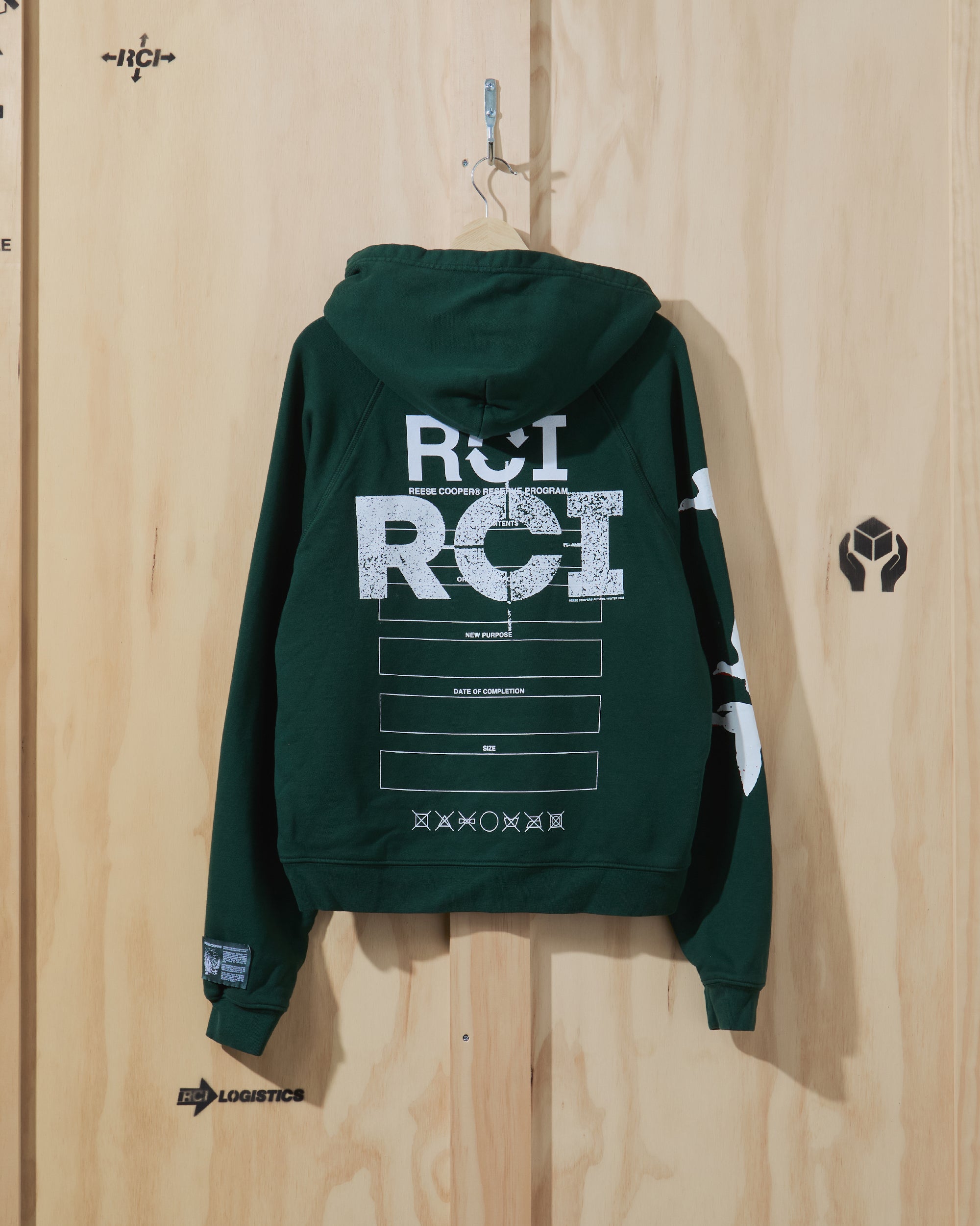 RCI Reserve Screen Printed Hooded Sweatshirt in Forest