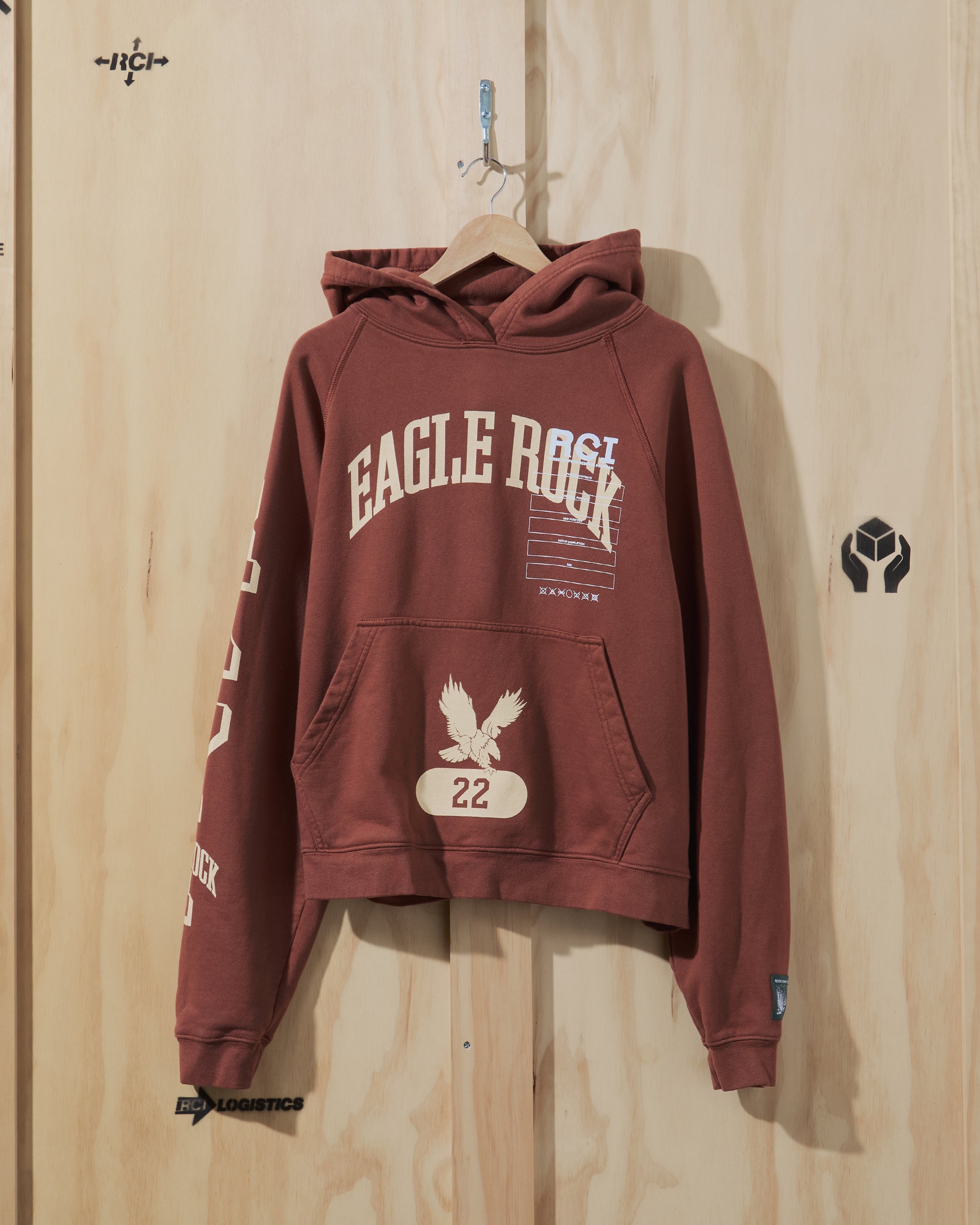 RCI Reserve Screen Printed Hooded Sweatshirt in Coffee