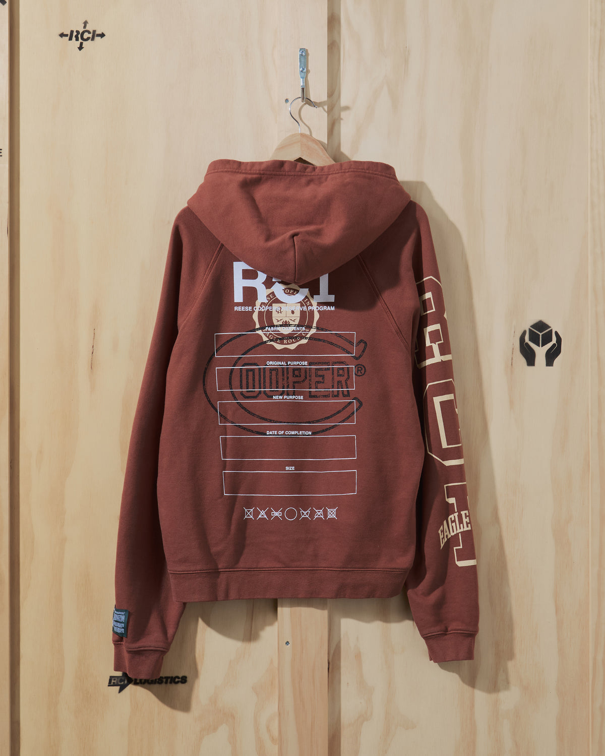 RCI Reserve Screen Printed Hooded Sweatshirt in Coffee