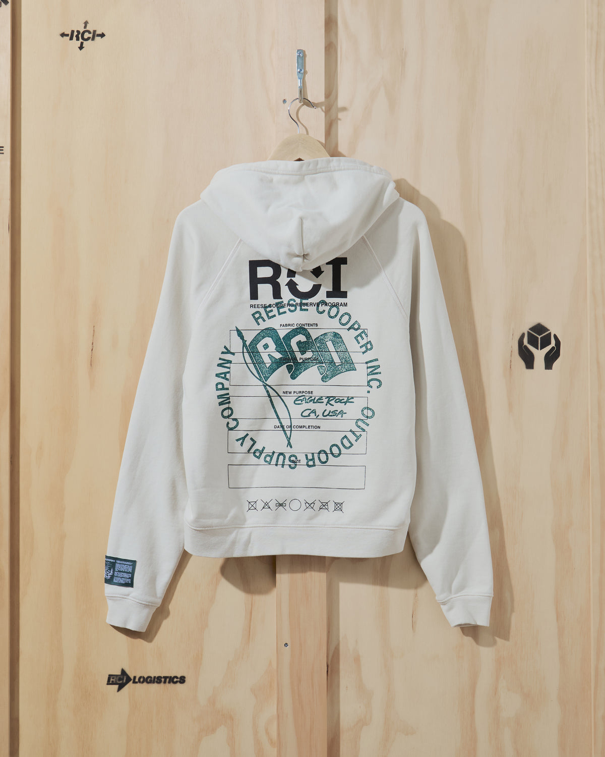 RCI Reserve Screen Printed Hooded Sweatshirt in Vintage White