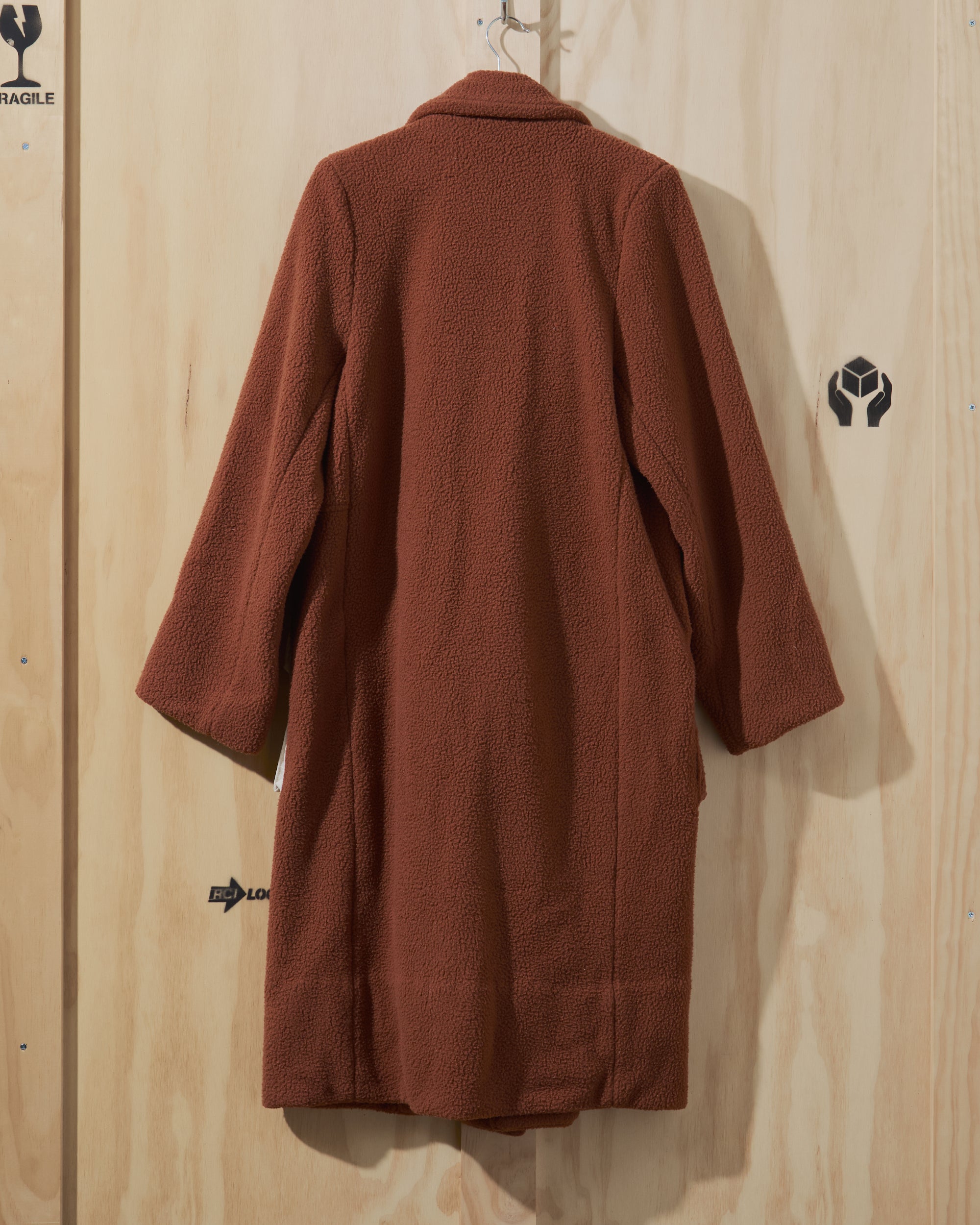 RCI Reserve Womens Coat in Burnt Orange Sherpa Fleece