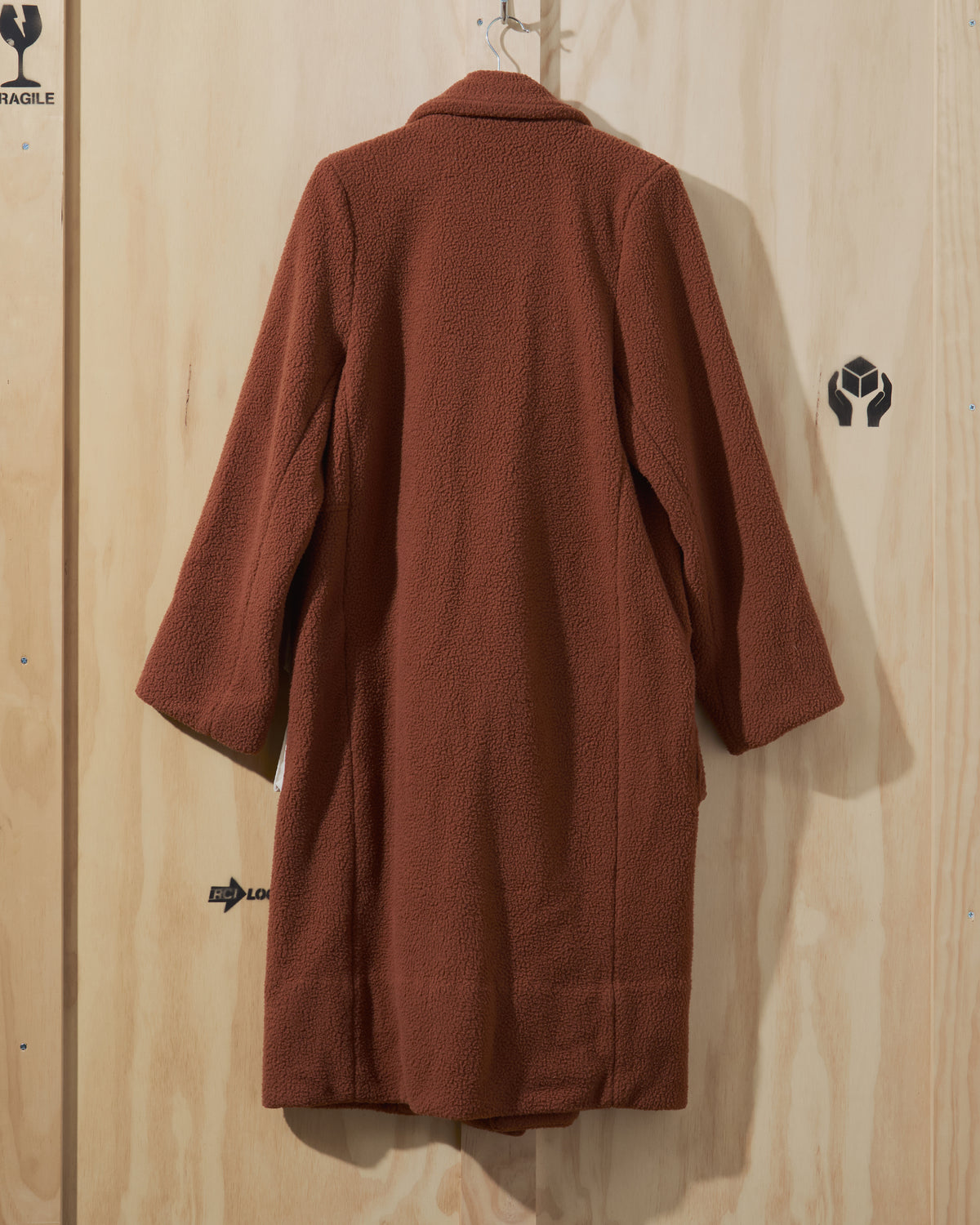 RCI Reserve Womens Coat in Burnt Orange Sherpa Fleece