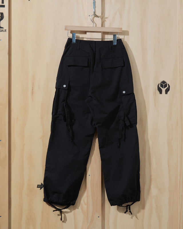 AW23 Cotton Ripstop Wideleg Cargo Pant in Black