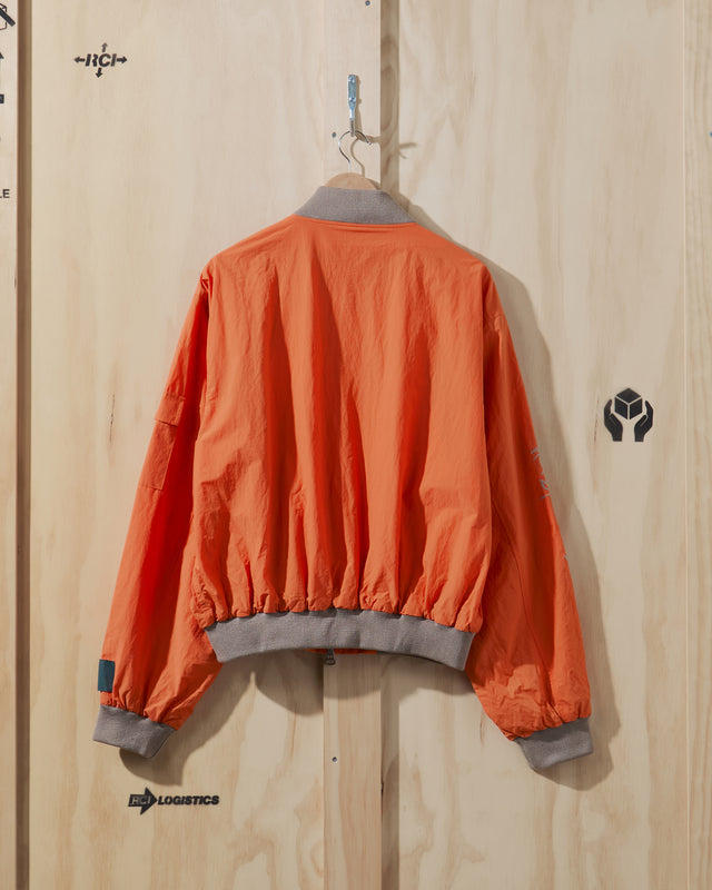 SS24 Desert Marigold Embroidered Nylon Bomber Jacket in Orange