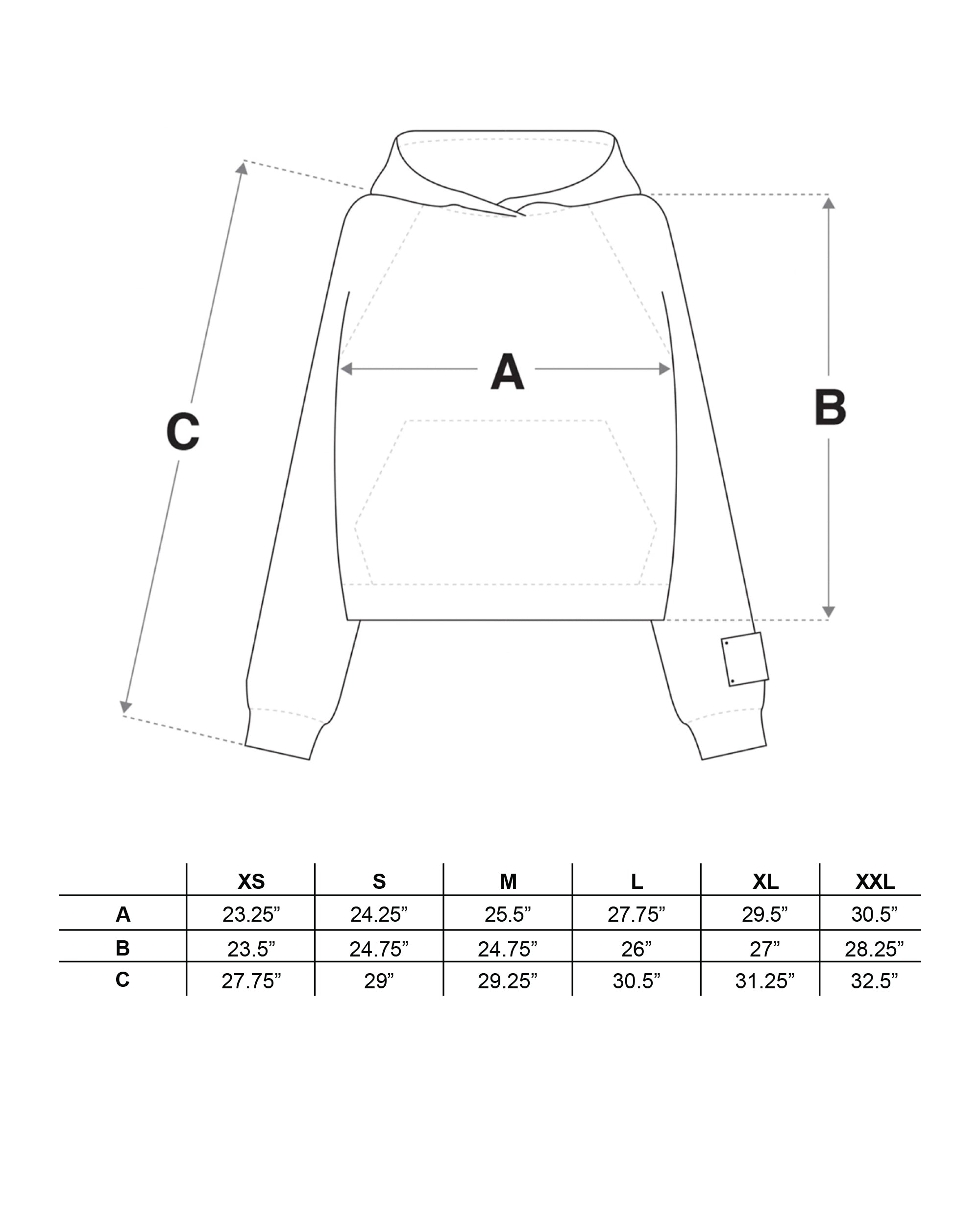 RCI x Levi's Two Pocket Hooded Sweatshirt in Forest Green Size Guide