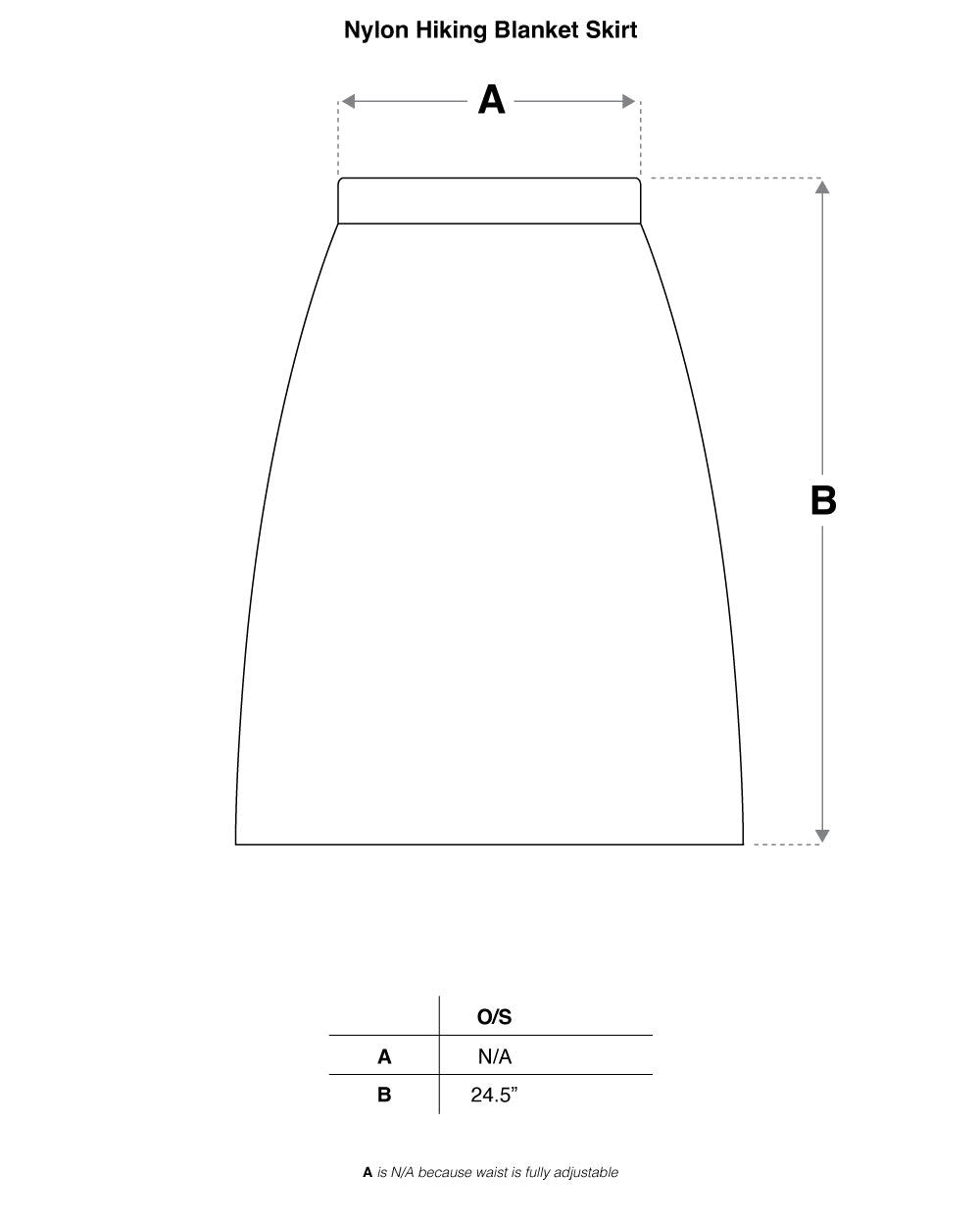 Nylon Hiking Blanket Skirt in Black Size Guide