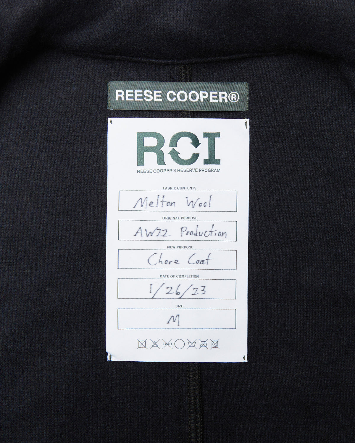 RCI Reserve: Chore Coat in Navy Melton Wool