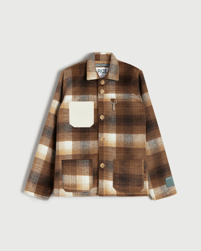 RCI Reserve: Chore Coat in Brown Wool Flannel