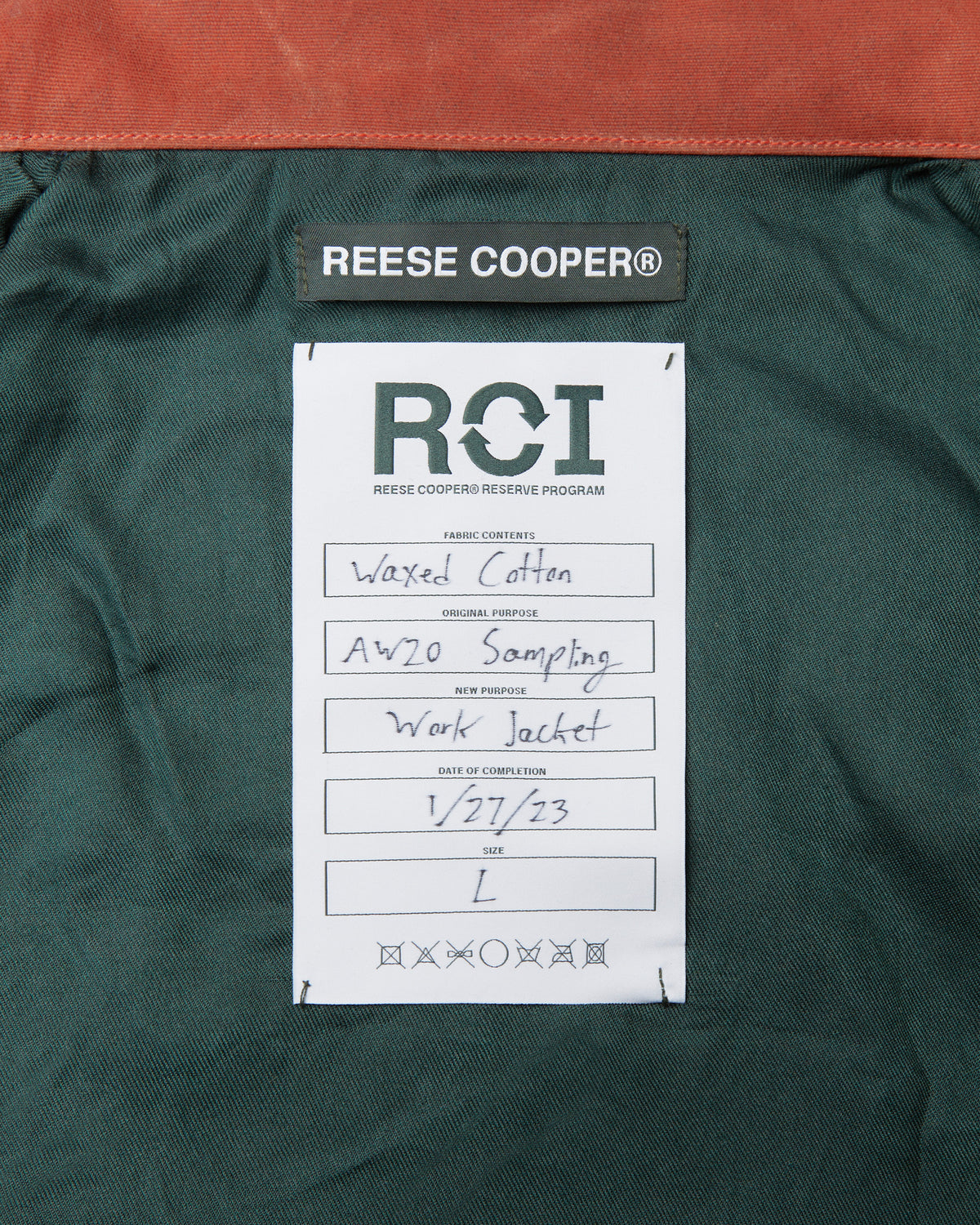 RCI Reserve: Work Jacket in Orange Waxed Canvas – REESE COOPER®