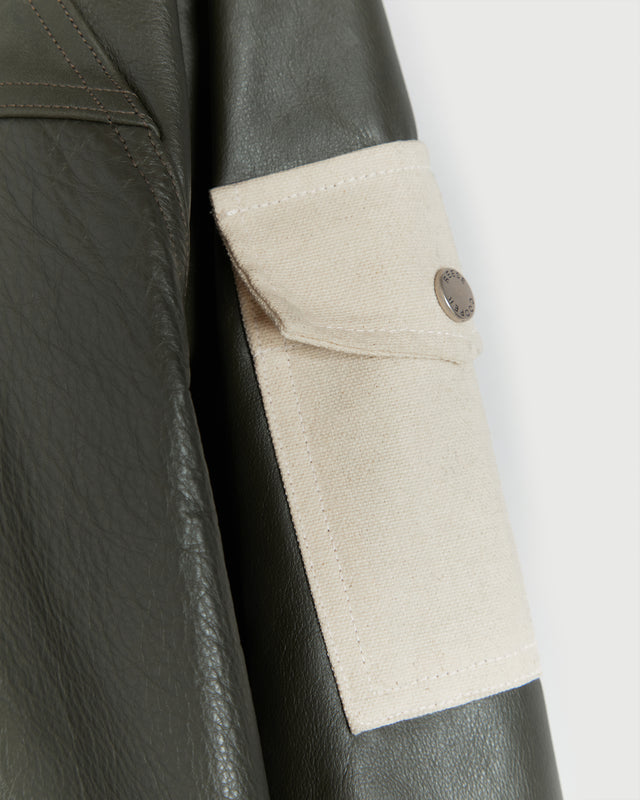 RCI Reserve: Hooded Jacket in Olive Green Leather
