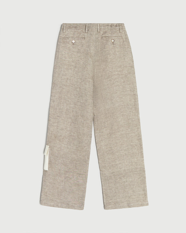 RCI Reserve: Double Pleated Trouser in Beige Linen