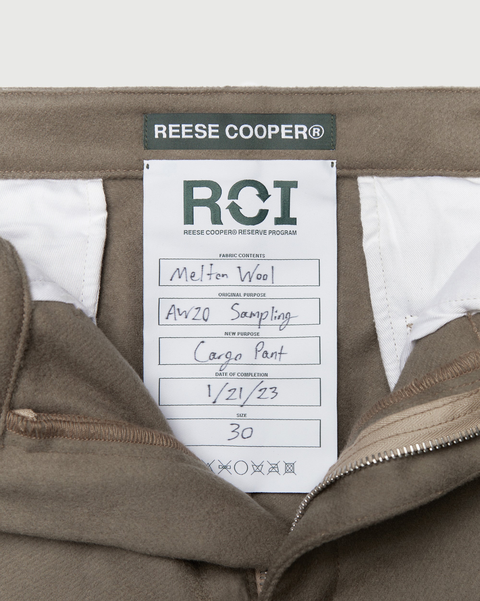 RCI Reserve: Wideleg Cargo Pant in Grey Melton Wool